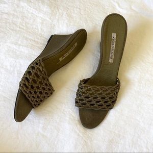 Manolo Blahnik Canvas Wedge 40